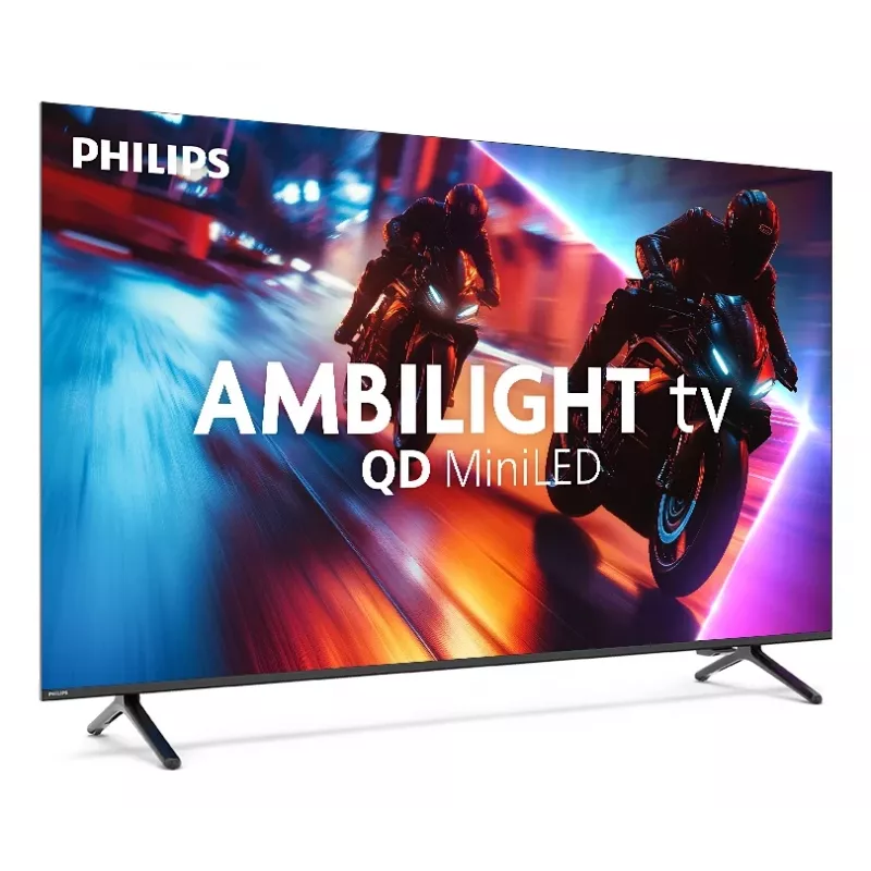 Philips Ambilight 55MLED910/12 televisor Mini LED QLED 139,7 cm (55 polegadas) 4K Ultra HD 144 Hz Smart TV Wi-Fi preto