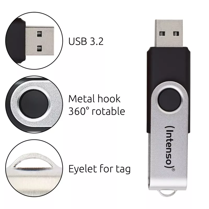 Pen USB Intenso 128 GB USB-A 3.2 Gen 1x1 preto-prateado