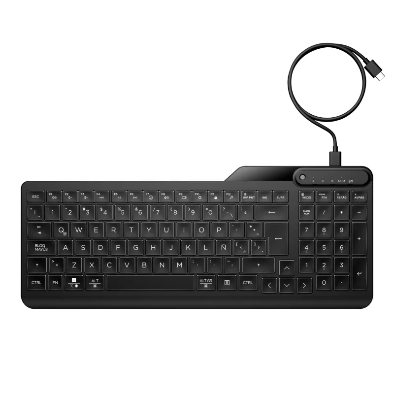 Teclado com retroiluminação com fios HP 400 Tamanho completo USB Preto