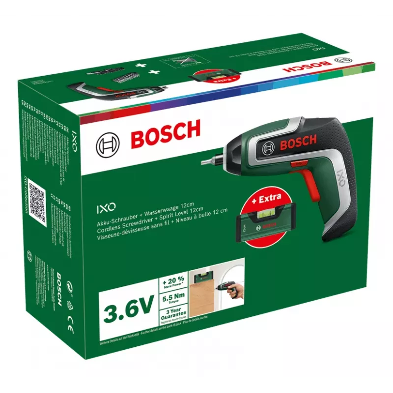 Parafusadeira a bateria Bosch IXO 7 com conjunto de 32 bits, aparafusadora manual recarregável
