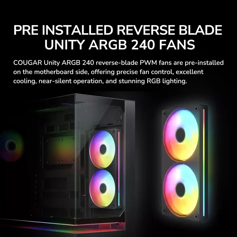 Caixa Midi-Tower COUGAR, CFV235, ARGB, vidro, preto