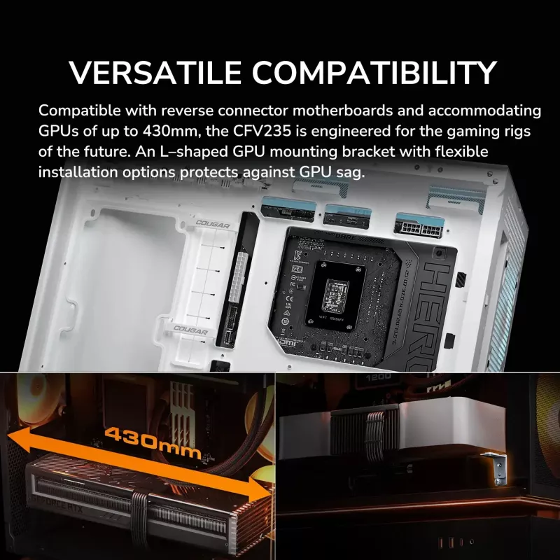 Caixa Midi-Tower COUGAR, CFV235, ARGB, vidro, preto