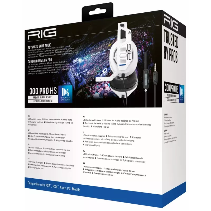 Nacon RIG 300 PRO HS auscultadores gaming, brancos