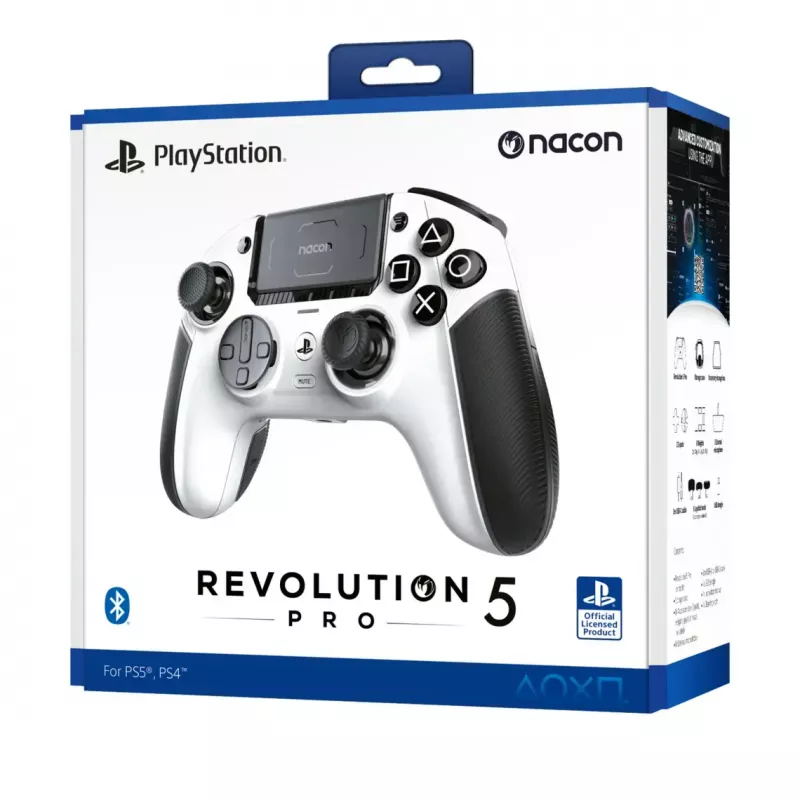 Comando bigben interactive NACON Revolution 5 Pro — controlador Bluetooth sem fios para PC, PS4, PS5, cabo de 3 m, preto/branco
