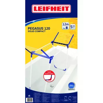 Estendal de pé Leifheit Pegasus 120 Solid Compact, dobrável metal/plástico, 12 m de área de secagem, 920×440×1490 mm