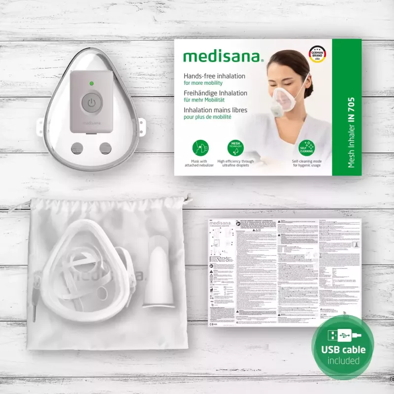 Medisana IN 705 inalador Mesh com bocal e máscara respiratória