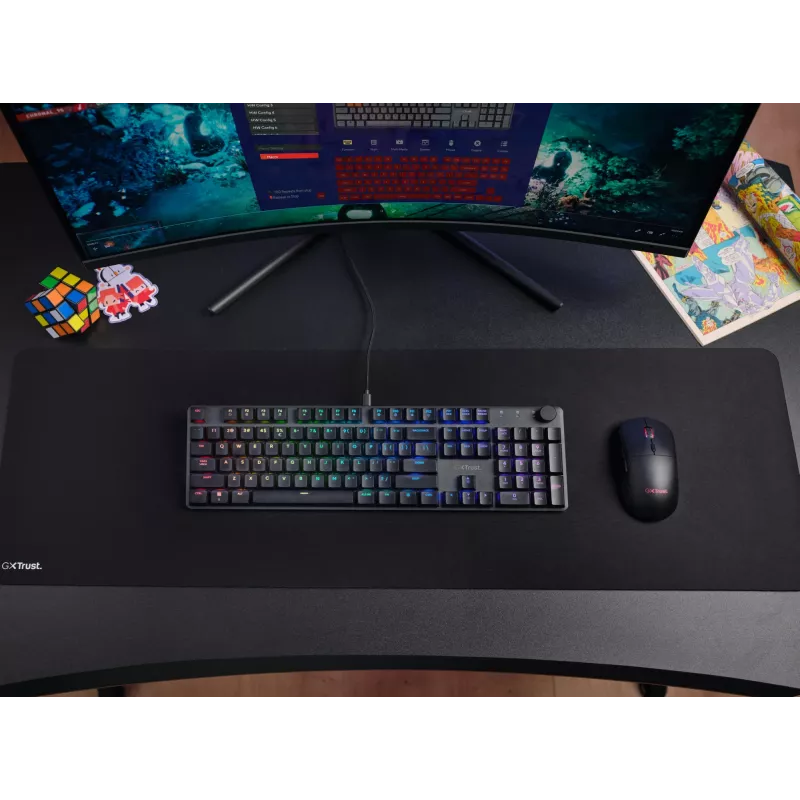 Trust GXT 866 Torix 24910 teclado mecânico para jogos, com fio USB, retroiluminado, QWERTY US International, preto