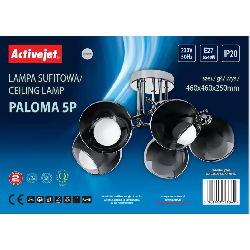 Activejet AJE-PALOMA 5P candeeiro suspenso, 5x E27, 5x40W