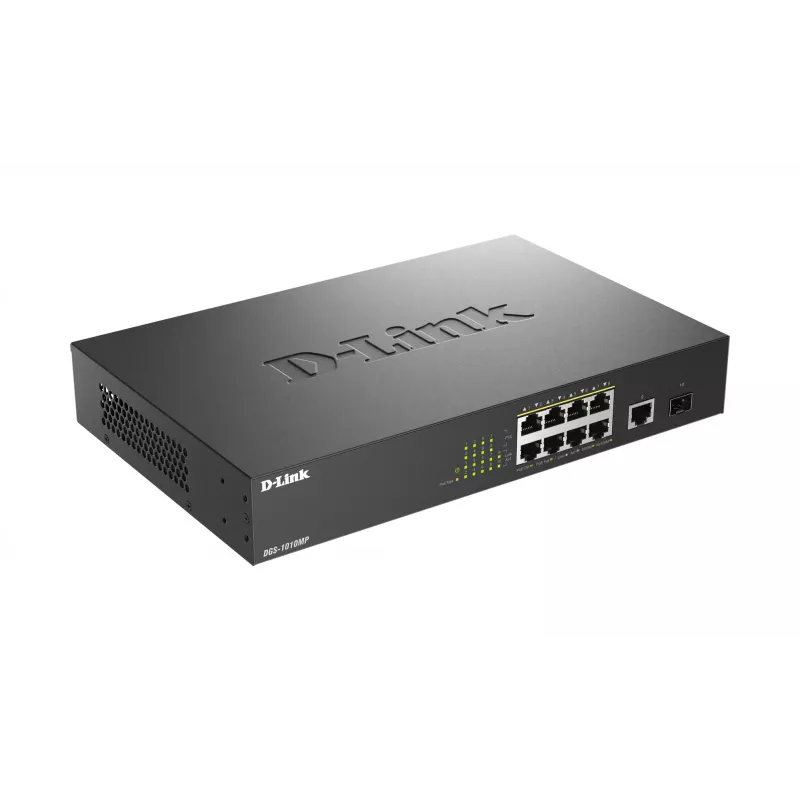 Switch de rede D-Link DGS-1010MP/E Unmanaged L2 Gigabit Ethernet (10/100/1000) Power over Ethernet (PoE) 1U preto