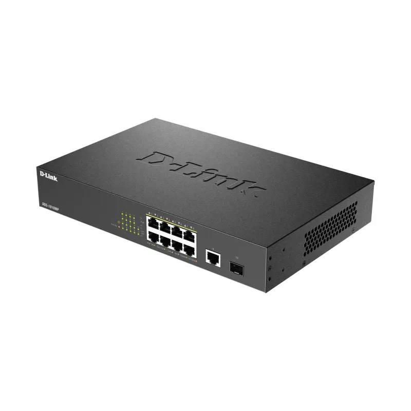 Switch de rede D-Link DGS-1010MP/E Unmanaged L2 Gigabit Ethernet (10/100/1000) Power over Ethernet (PoE) 1U preto