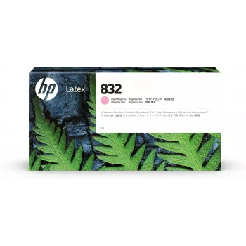HP 832 Cartucho de tinta látex magenta claro de 1 litro, Impressoras HP Latex 700, 700 W, 800, 800 W, Tinta térmica, Magenta, China, Estados Unidos, Singapura, 243 mm, 64 mm