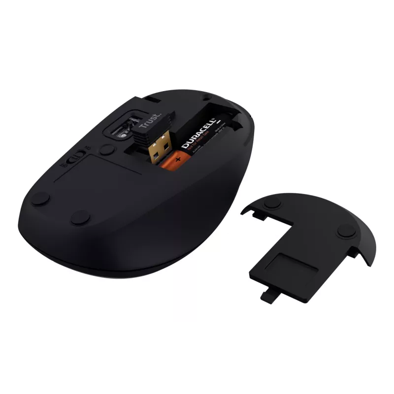 Rato Trust Yvi+ Universal Ambidestro RF Wireless + Bluetooth Ótico 1600 DPI