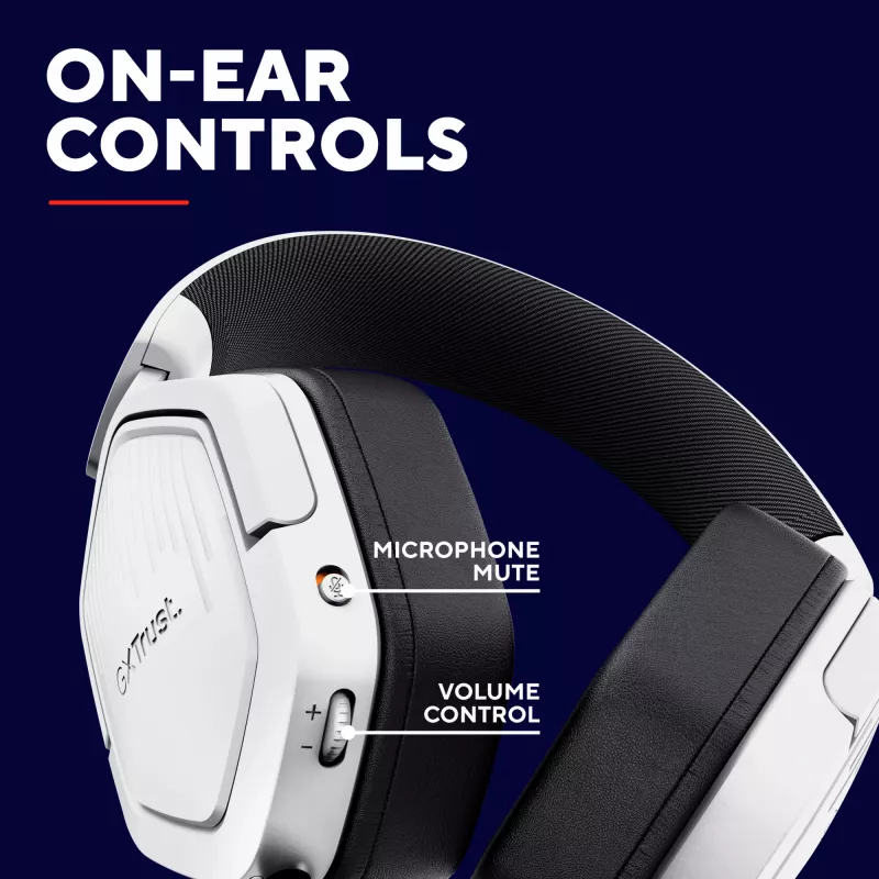 Headset Trust GXT492W Carus Com fios Arco de cabeça Gaming Branco