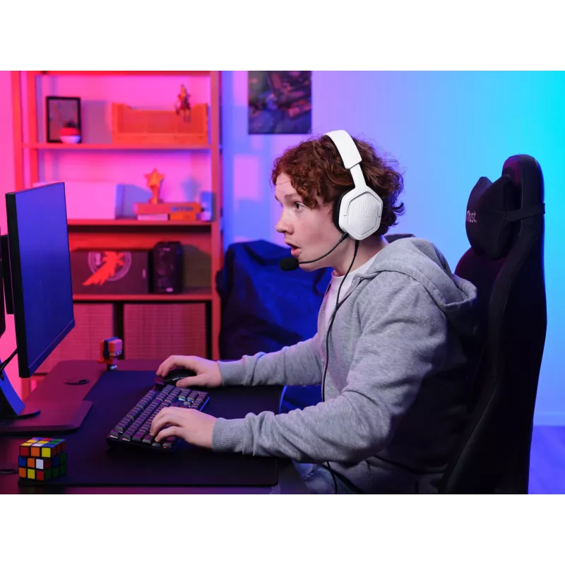 Headset Trust GXT492W Carus Com fios Arco de cabeça Gaming Branco