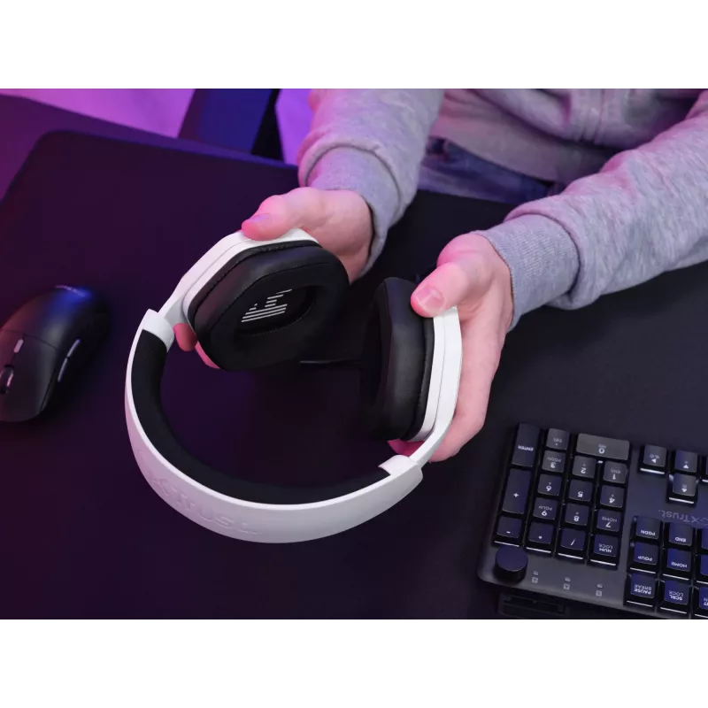 Headset Trust GXT492W Carus Com fios Arco de cabeça Gaming Branco