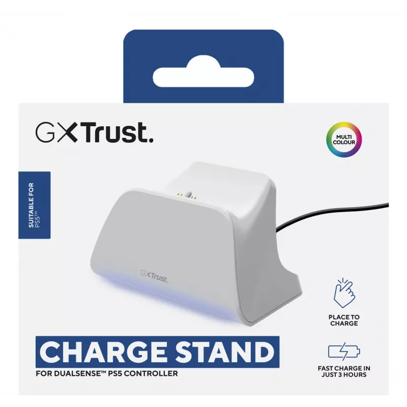 Estação de carregamento TRUST GXT255W para PS5 Carregamento duplo, branco
