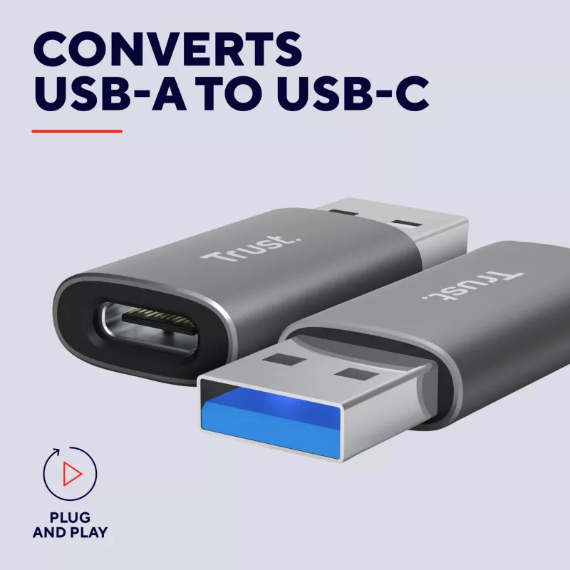 Trust Calyx USB Type-C USB Type-A Cinzento Conexão 1 USB Type-C Conexão 2 USB Type-A