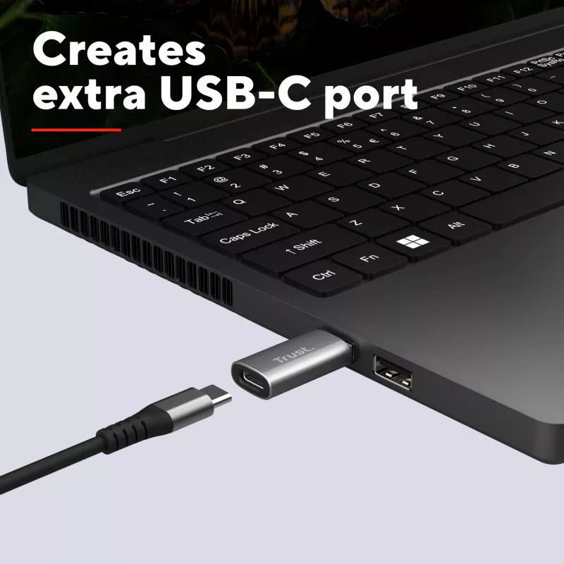 Trust Calyx USB Type-C USB Type-A Cinzento Conexão 1 USB Type-C Conexão 2 USB Type-A