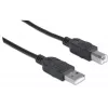 Cabo Manhattan USB-A para USB-B, 3 m, ficha macho para ficha macho, 480 Mbit/s (USB 2.0), Hi-Speed USB, Preto, garantia vitalícia, corresponde a USB2HAB3M.