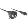 Cabo de alimentação Manhattan, ficha macho Euro-2 pólos (CEE 7/4 Schuko) para conector fêmea C5 (trevo/triângulo), 1,8 m, 16 A, cabo, garantia vitalícia