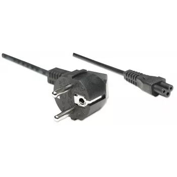 Cabo de alimentação Manhattan, ficha macho Euro-2 pólos (CEE 7/4 Schuko) para conector fêmea C5 (trevo/triângulo), 1,8 m, 16 A, cabo, garantia vitalícia