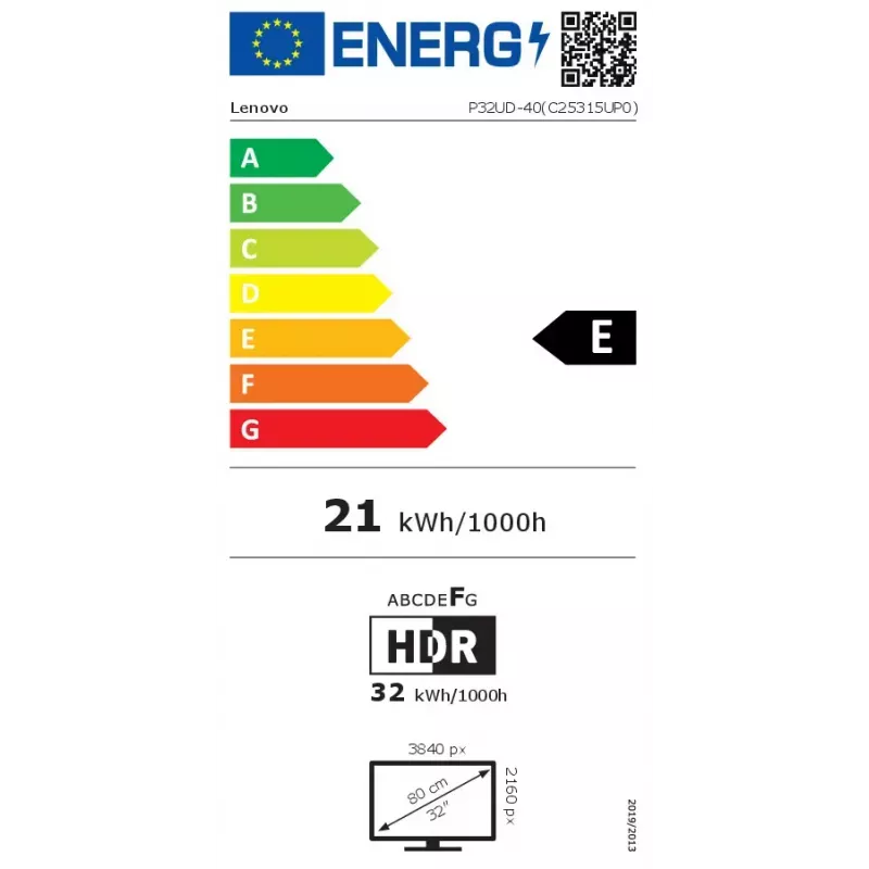 Monitor Lenovo ThinkVision P32UD-40 31,5 inch 4K Ultra HD LCD 3840 x 2160 píxeis