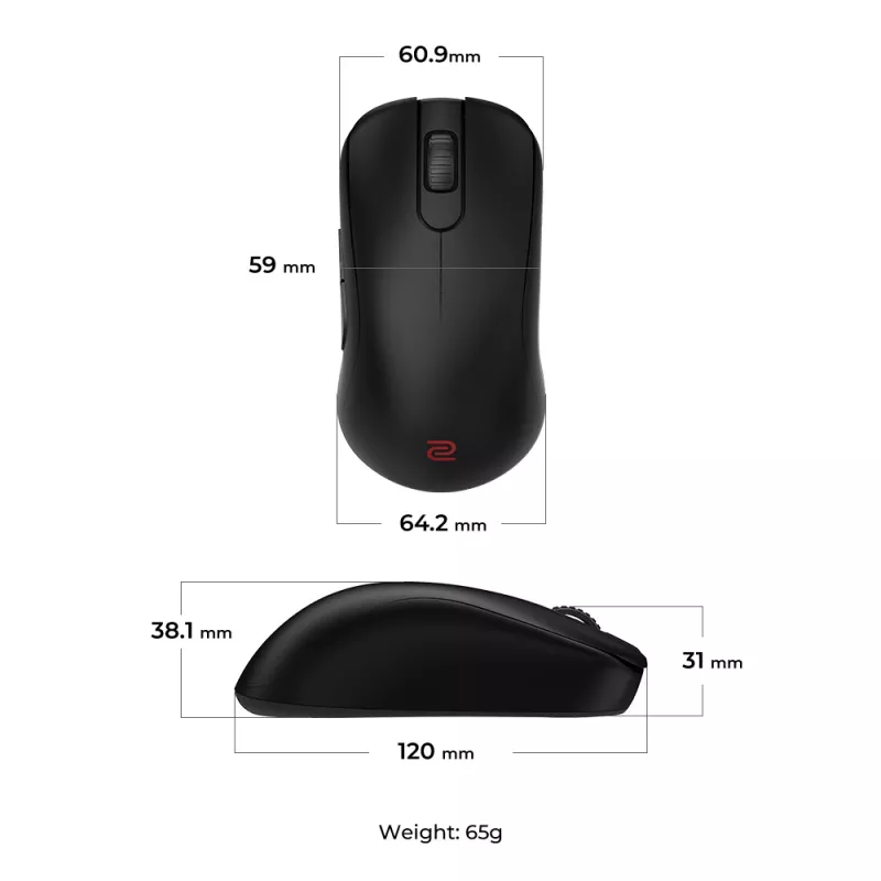 Rato gaming BenQ ZOWIE S2-DW destro RF sem fios 3200 DPI