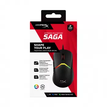 Rato gaming HyperX Pulsefire Saga (preto)
