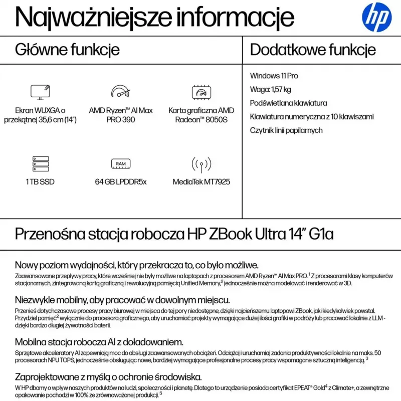 Estação de trabalho móvel HP ZBook Ultra 14 G1a — 14,0