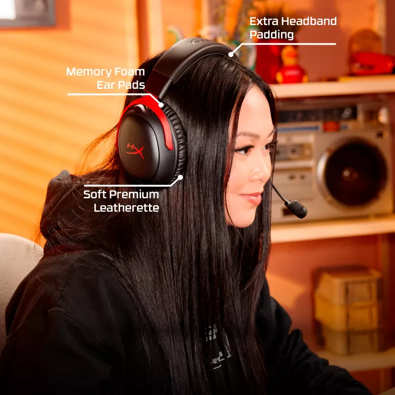 HyperX Cloud III S Wireless - headset gaming (preto-vermelho), vermelho, China, circumaural, fechado, 115 mm, 210 mm