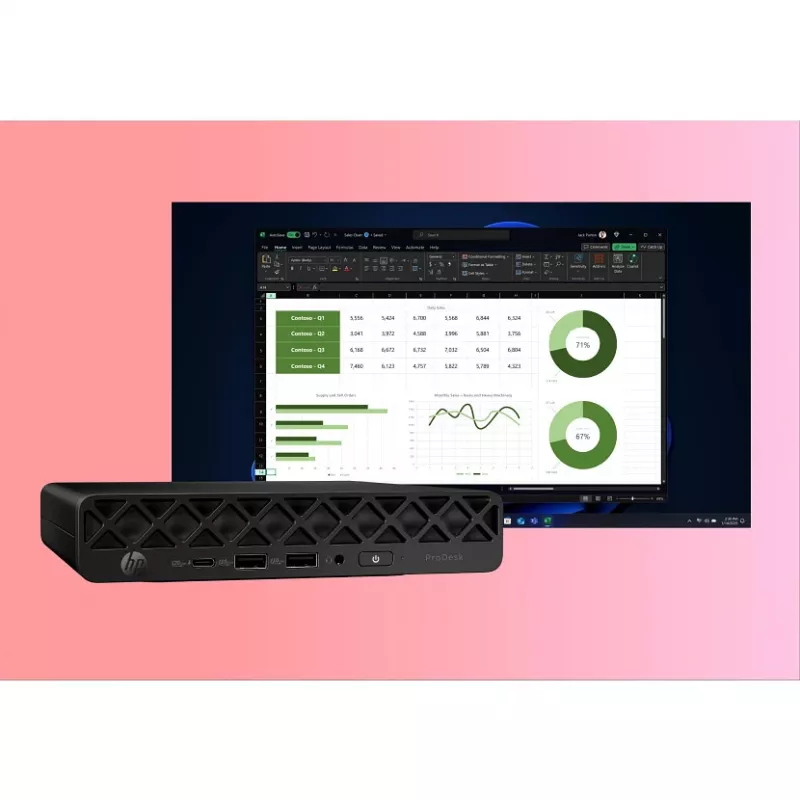 HP ProDesk 4 Mini G1i AI BY7D1ET mini PC, Intel Core Ultra 7 265T, 16 GB DDR5 5600, SSD de 1 TB, Intel Graphics, Windows 11 Pro, preto