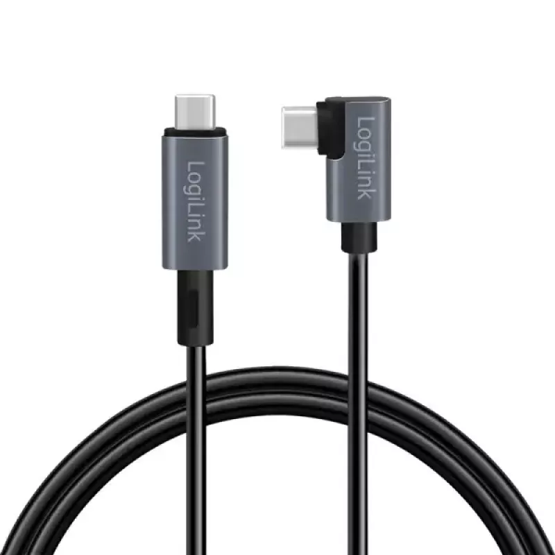 Cabo USB LogiLink CU0182 USB 2.0 1 m USB-C preto prateado