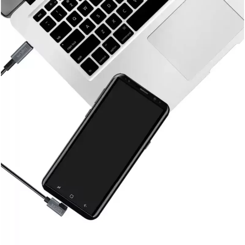 Cabo USB LogiLink CU0182 USB 2.0 1 m USB-C preto prateado