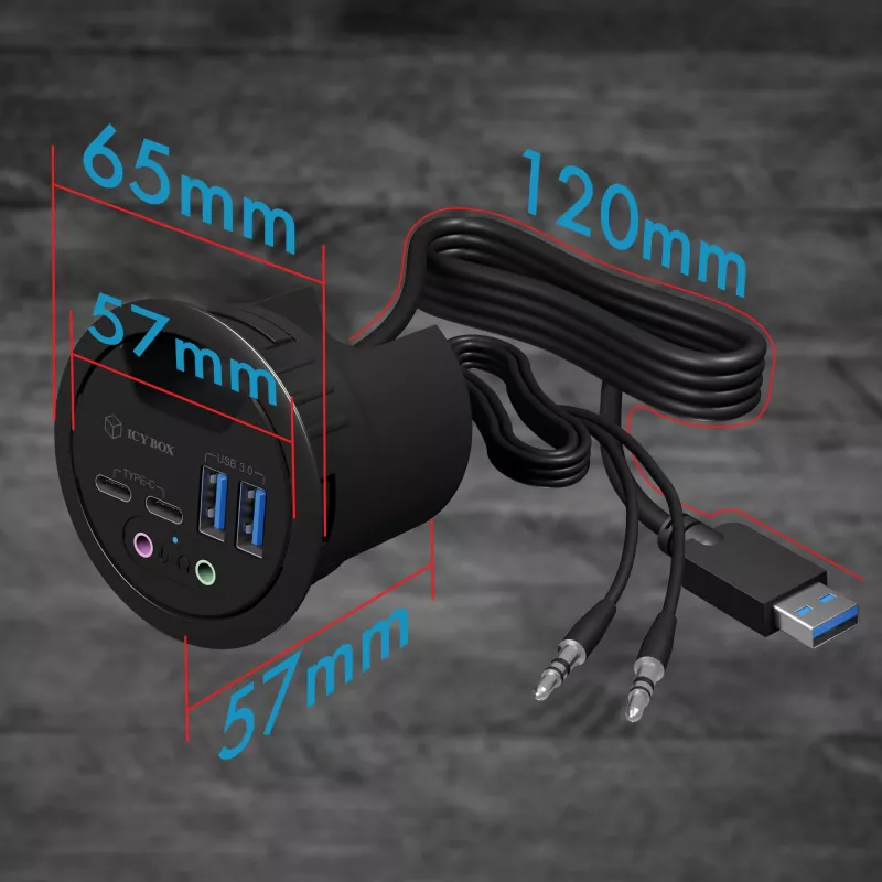 Tomada ICY BOX IB-HUB1403B antracite