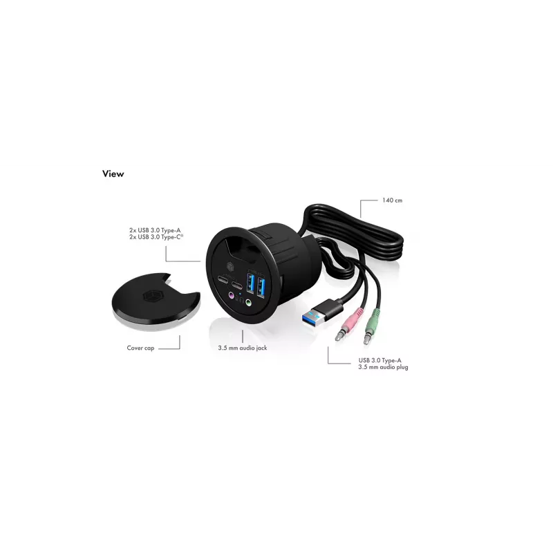 Tomada ICY BOX IB-HUB1403B antracite