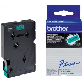 Fita de etiquetagem Brother TC701 12 mm preto sobre verde