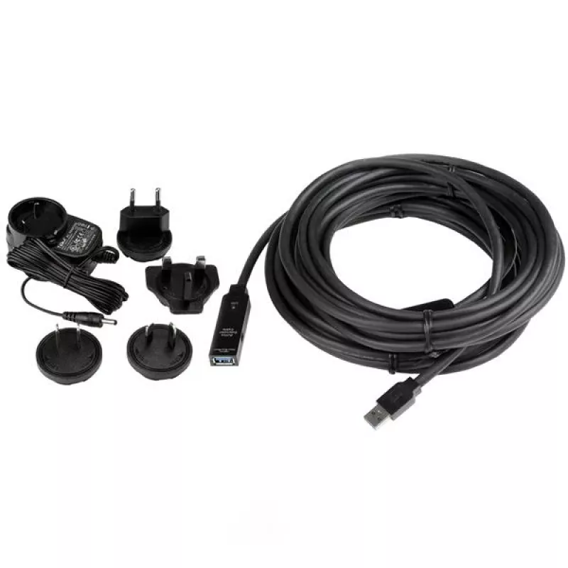 Cabo de extensão USB 3.0 ativo StarTech.com 10m - M/F, 10 m, USB A, USB A, USB 3.2 Gen 1 (3.1 Gen 1), 5 Gbit/s, preto