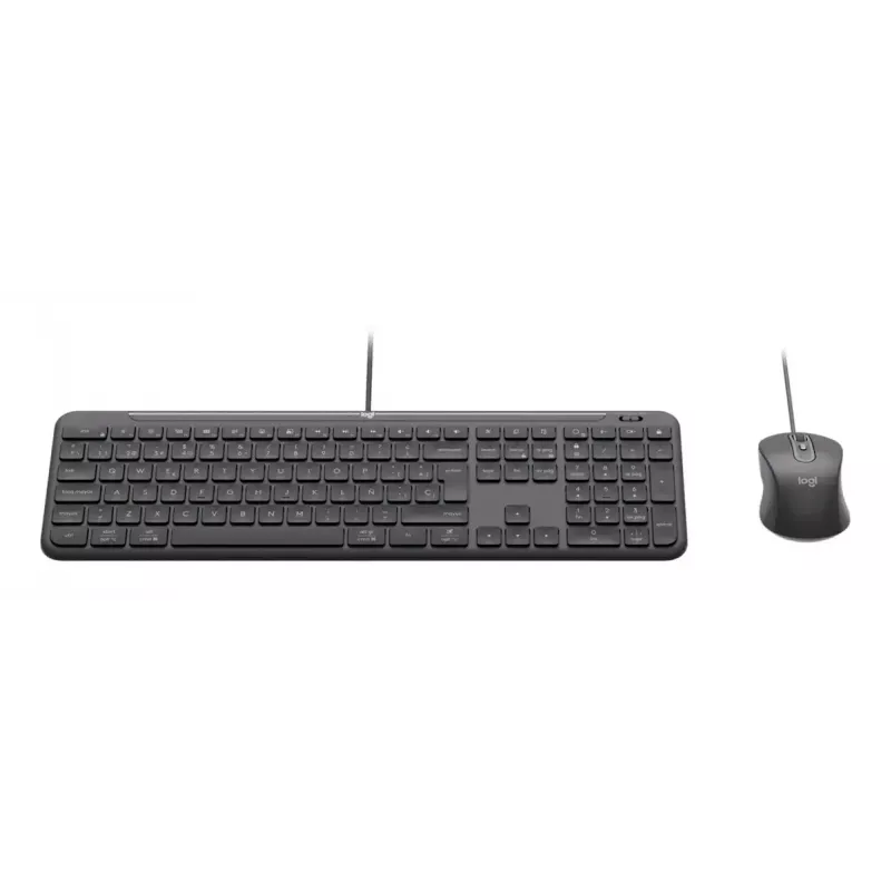 Teclado de tamanho completo com rato com fios Logitech 920-013349 — USB, QWERTY US International, Grafite, cabo de 1,8 m