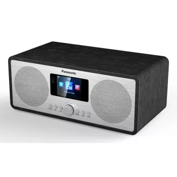 Rádio portátil Panasonic RF-D40EG-K — Sintonizador digital, FM 87,5–108 MHz, 6 W RMS, LCD 2,4 polegadas, Wi‑Fi/Wi‑Fi 4, antena externa, preto
