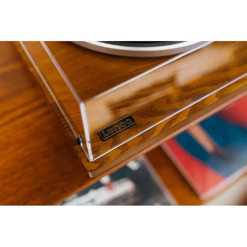 Gira-discos de áudio de acionamento por correia Lenco LS-55WA madeira semiautomático USB Bluetooth