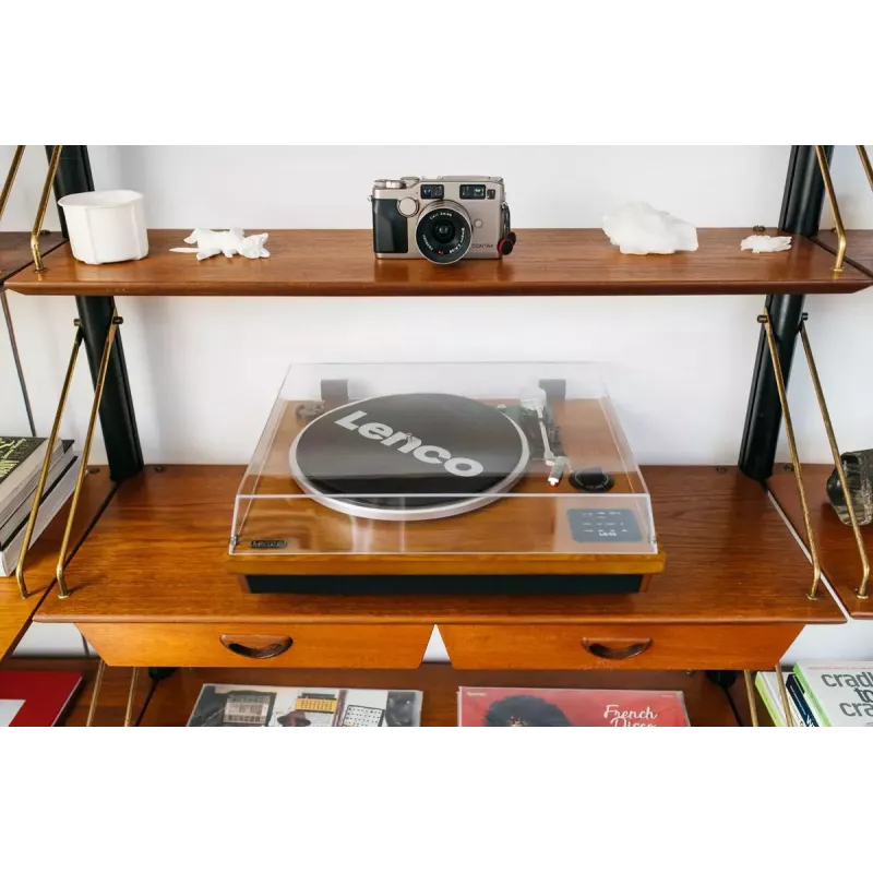 Gira-discos de áudio de acionamento por correia Lenco LS-55WA madeira semiautomático USB Bluetooth