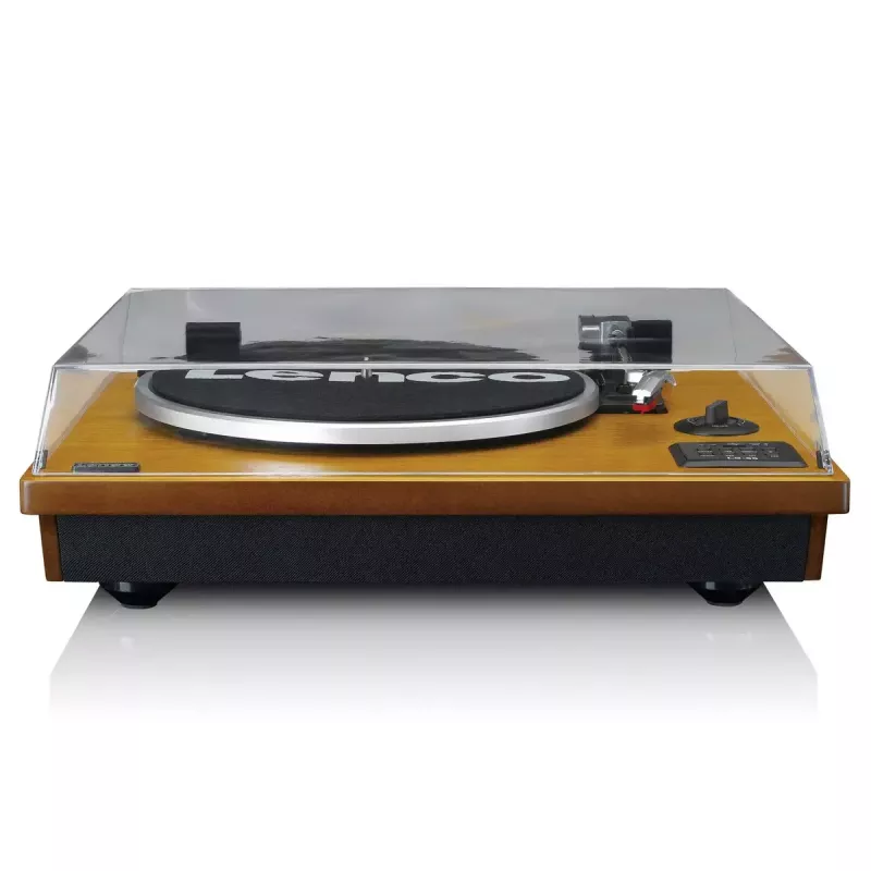 Gira-discos de áudio de acionamento por correia Lenco LS-55WA madeira semiautomático USB Bluetooth
