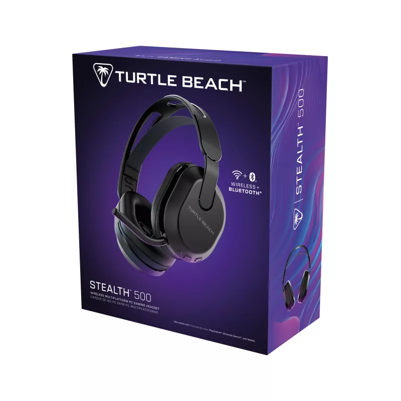 Headset gaming sem fios Turtle Beach Stealth 500 preto para PC com até 40 h de autonomia e Bluetooth para PC, PS5, PS4 e dispositivos móveis