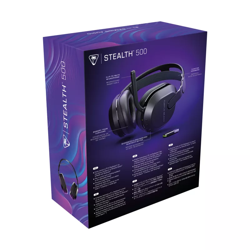 Headset gaming sem fios Turtle Beach Stealth 500 preto para PC com até 40 h de autonomia e Bluetooth para PC, PS5, PS4 e dispositivos móveis