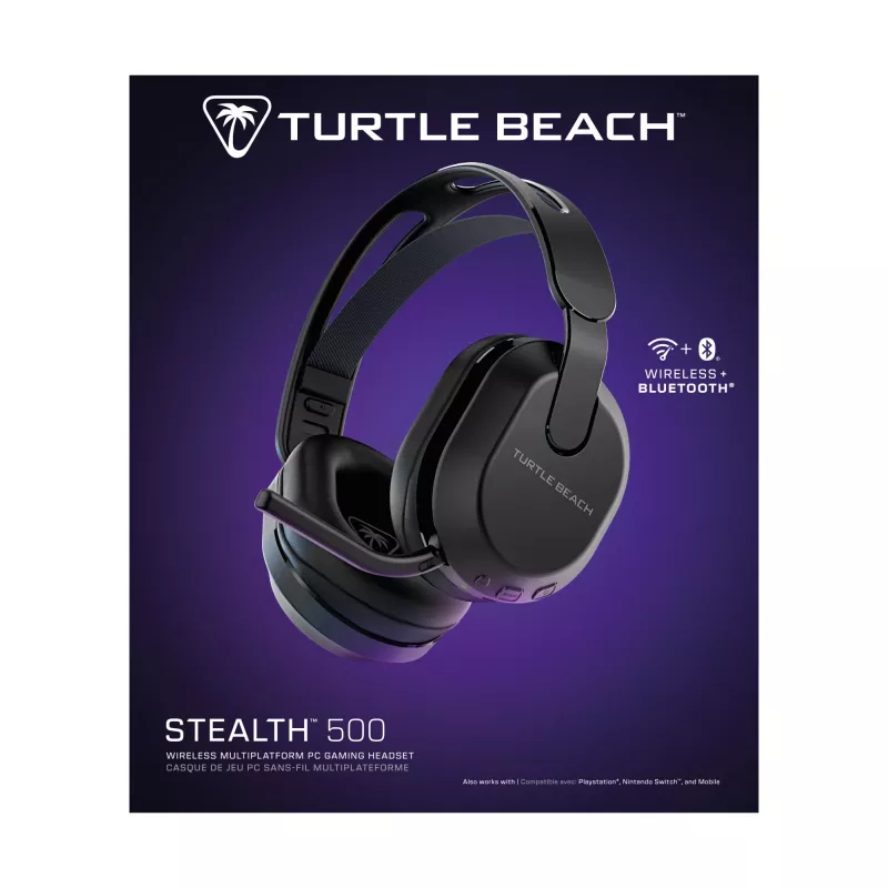 Headset gaming sem fios Turtle Beach Stealth 500 preto para PC com até 40 h de autonomia e Bluetooth para PC, PS5, PS4 e dispositivos móveis