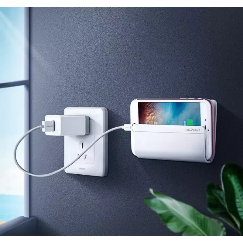 UGREEN 30394 suporte de parede adesivo para carregamento de telemóvel, branco