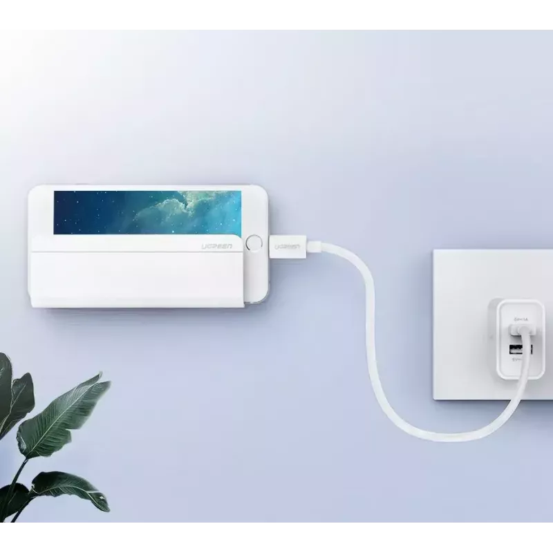 UGREEN 30394 suporte de parede adesivo para carregamento de telemóvel, branco