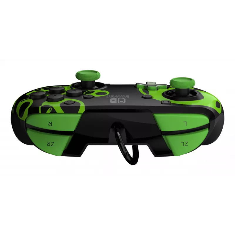 Gamepad PDP REMATCH com fios Controller 1-Up Glow in the Dark para Nintendo Switch, USB, cabo de 3 m, D-pad, botão Home, preto/verde