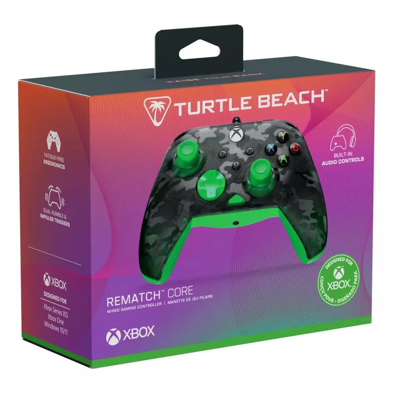 Gamepad Turtle Beach Rematch Core preto verde cinzento USB com fios