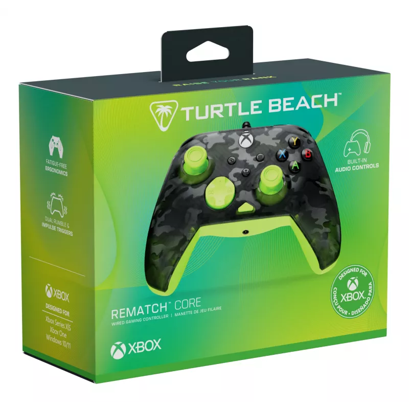 Gamepad Turtle Beach Rematch Core preto cinzento amarelo USB com fios